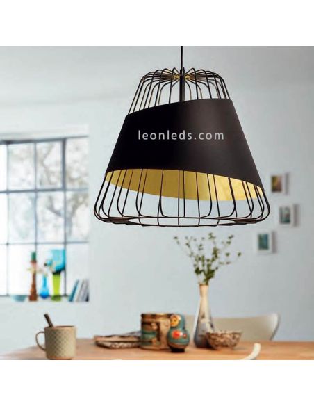 Lámpara de techo negra y dorada Austell 36Cm 1XE27 | Lámpara contemporánea de techo de Eglo Iluminación | LeonLeds Iluminación