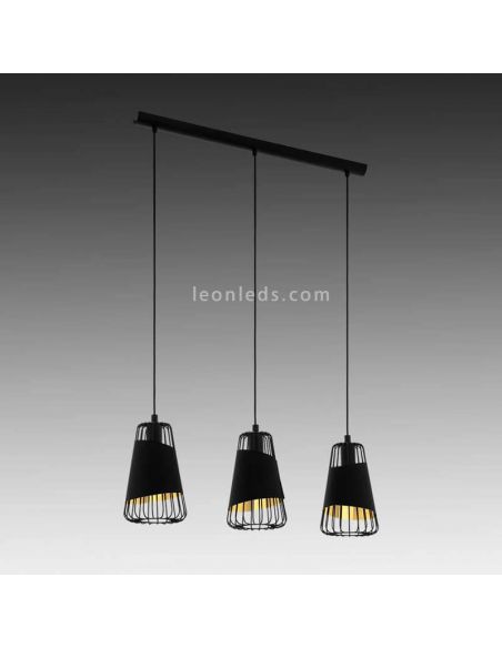 Lámpara colgante moderna Austell 3XE27 | Lámpara de acero negro Eglo Iluminación | LeonLeds Iluminación