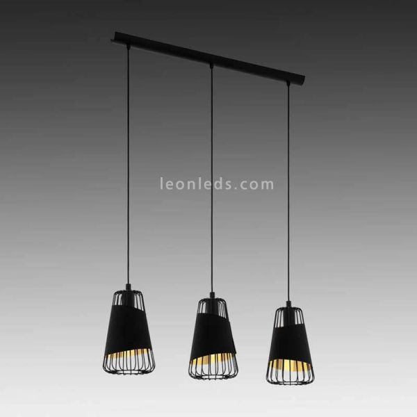 Lámpara colgante moderna Austell 3XE27 | Lámpara de acero negro Eglo Iluminación | LeonLeds Iluminación
