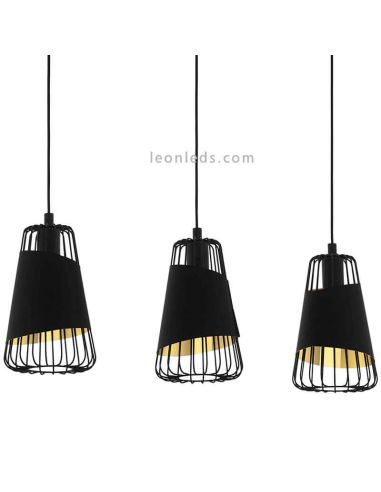 Lámpara colgante moderna Austell 3XE27 | Lámpara de acero dorado Eglo Iluminación | LeonLeds Iluminación