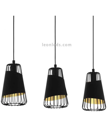 Lámpara colgante moderna Austell 3XE27 | Lámpara de acero dorado Eglo Iluminación | LeonLeds Iluminación