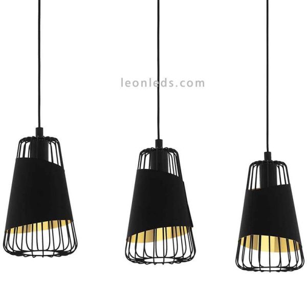 Lámpara colgante moderna Austell 3XE27 | Lámpara de acero dorado Eglo Iluminación | LeonLeds Iluminación