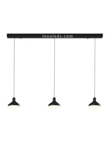 Lámpara de techo con tres pantallas LED negra Antares 7312 | LeonLeds