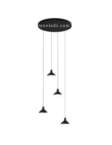 Lámpara colgante negra con cuatro pantallas LED Antares 7313 Mantra | LeonLeds