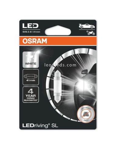 Bombilla LED Festoon C5W 41mm 6000K LEDriving (1Uds) Osram Automoción 6413DWP-01B| LeonLeds.com