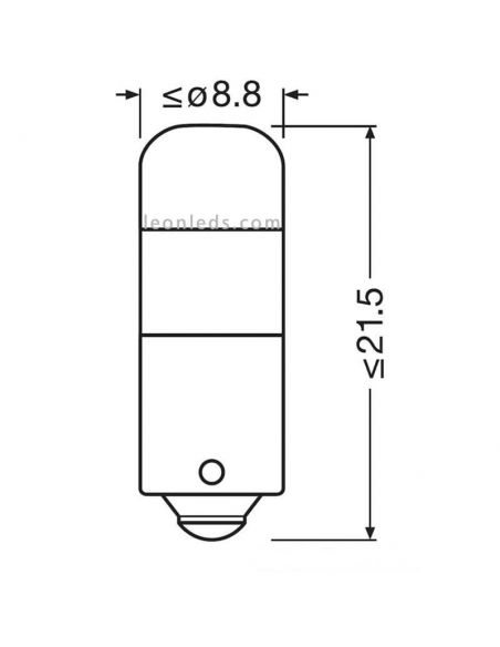 Dimensions Ampoule LED T4W BA9s 12V 6000K (2Uds) LEDriving 3893DWP-2BL