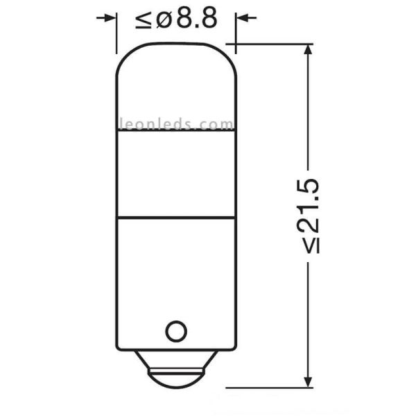 Dimensions Ampoule LED T4W BA9s 12V 6000K (2Uds) LEDriving 3893DWP-2BL