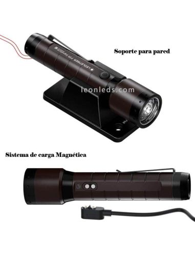 Soporte y carga magnetica de Linterna LED recargable con zoom 2000Lm P7R Signature 502190 LedLenser | LeonLeds