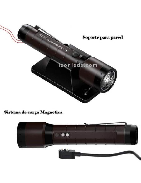 Soporte y carga magnetica de Linterna LED recargable con zoom 2000Lm P7R Signature 502190 LedLenser | LeonLeds