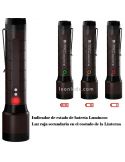 Indicador carga batería Linterna LED recargable con zoom 2000Lm P7R Signature 502190 LedLenser | LeonLeds
