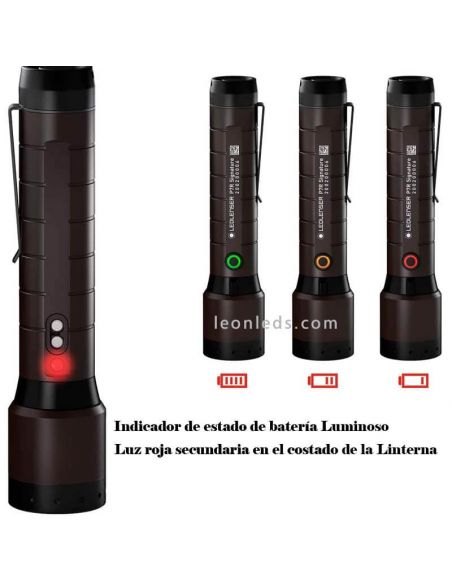 Indicador carga batería Linterna LED recargable con zoom 2000Lm P7R Signature 502190 LedLenser | LeonLeds