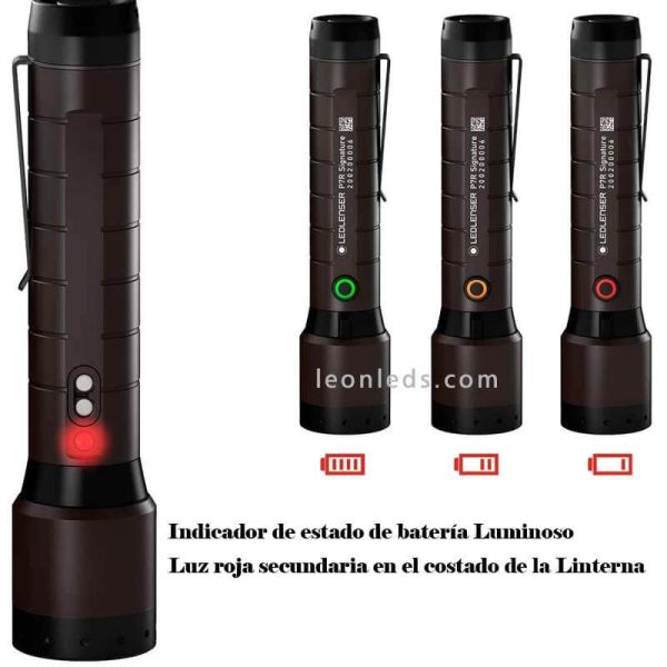Indicador carga batería Linterna LED recargable con zoom 2000Lm P7R Signature 502190 LedLenser | LeonLeds