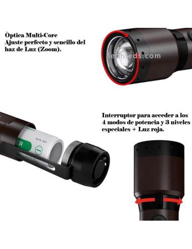 Funcionamiento Linterna LED recargable con zoom 2000Lm P7R Signature 502190 LedLenser | LeonLeds