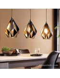 Iluminación de mesa con Lámpara Colgante con 3 pantallas suspendidas Negra y Cobre Carlton 1 49991 Eglo | LeonLeds