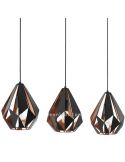 Detalle Lámpara Colgante con 3 pantallas suspendidas Negra y Cobre Carlton 1 49991 Eglo | LeonLeds