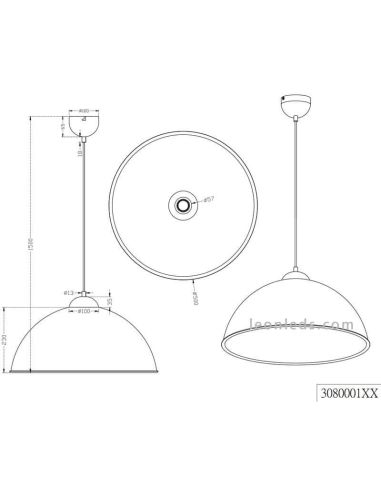 Dimensiones Lámpara de techo negra y dorada Romino II 308000132 | LeonLeds