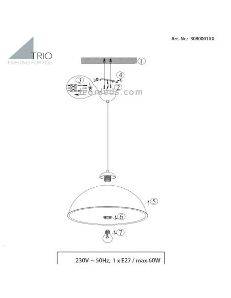 Installation Plafonnier noir et or Romino II 308000132 | leonleds