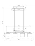 Dimensiones Lámpara colgante con 4 pantallas Cromada y Blanca Garda 305400401 Trio Lighting | LeonLeds Iluminación