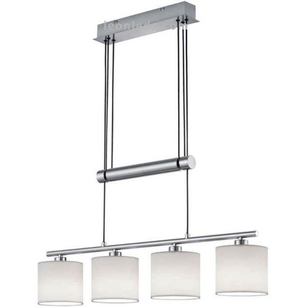 Suspension avec 4 abat-jour Chrome et Blanc Garda 305400401 Trio Lighting | Éclairage LeonLeds