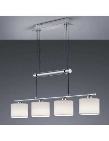 Suspension avec 4 abat-jour Chrome et Blanc Garda 305400401 Trio Lighting | Éclairage LeonLeds