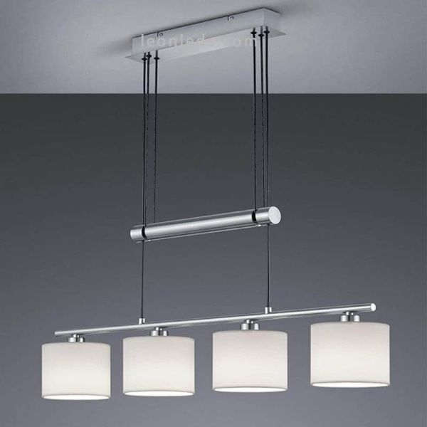 Suspension avec 4 abat-jour Chrome et Blanc Garda 305400401 Trio Lighting | Éclairage LeonLeds