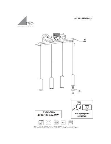 Comment installer le plafonnier Marley avec 4 spots 4XGU10 réglables en hauteur | leonleds