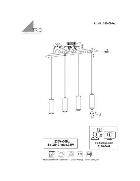 Comment installer le plafonnier Marley avec 4 spots 4XGU10 réglables en hauteur | leonleds