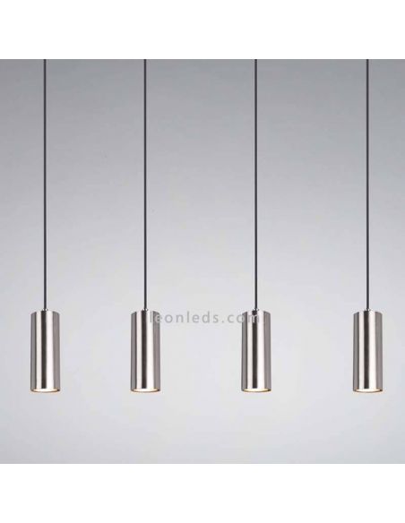 Detalle Lámpara de techo Marley con 4 focos 4XGU10 regulable en altura Niquel Mate 312400407 Trio | LeonLeds