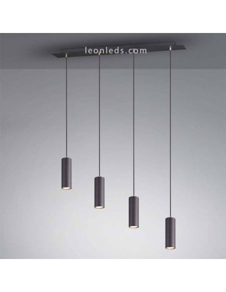 Lámpara de techo Marley con 4 focos 4XGU10 regulable en altura 312400432 negra Trio | LeonLeds