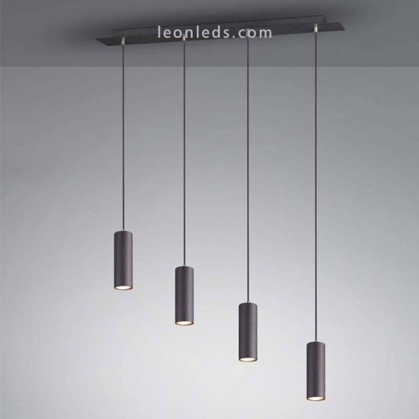 Lámpara de techo Marley con 4 focos 4XGU10 regulable en altura 312400432 negra Trio | LeonLeds