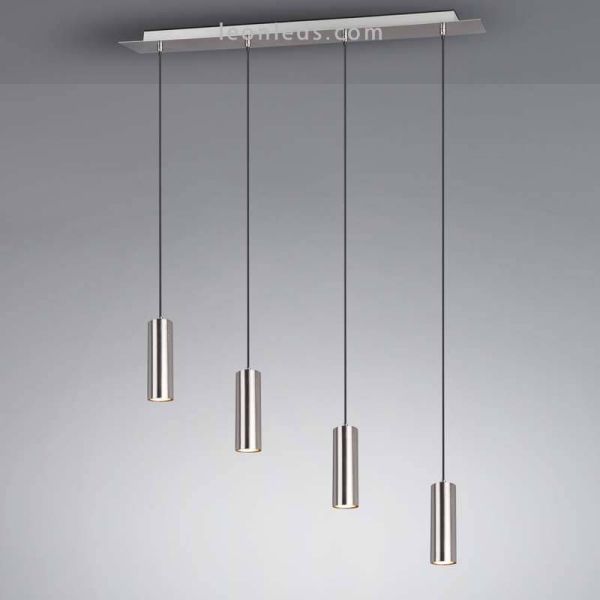 Lámpara de techo Marley con 4 focos 4XGU10 regulable en altura Niquel Mate 312400407 Trio | LeonLeds
