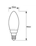 Medidas Bombilla E14 LED  6.5W Vela Filamentos  Philips 8718699762193  8718699762216  | LeonLeds.com
