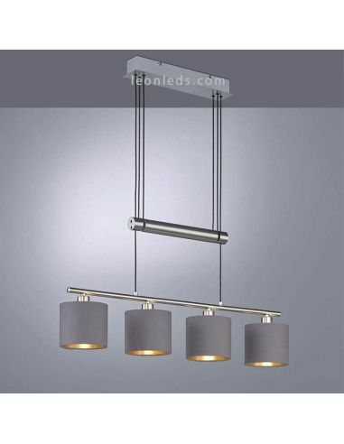 Instalada en Lámpara de techo Garda 4 pantallas Gris y Dorado 305400441 Trio Lighting | LeonLeds Iluminación