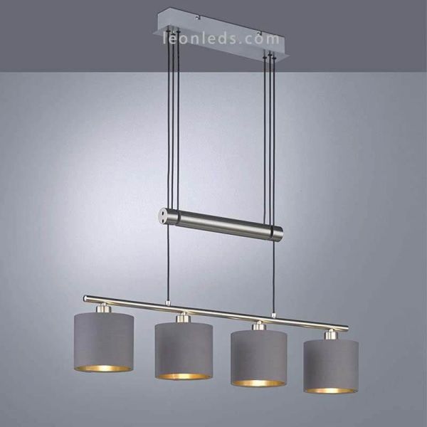 Instalada en Lámpara de techo Garda 4 pantallas Gris y Dorado 305400441 Trio Lighting | LeonLeds Iluminación