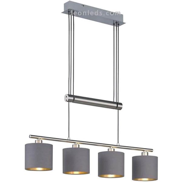 Lámpara de techo Garda 4 pantallas Gris y Dorado 305400441 Trio Lighting | LeonLeds Iluminación