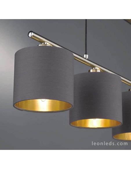 Détail Plafonnier Garda 4 abat-jour Gris et Or 305400441 Trio Lighting | Éclairage LeonLeds