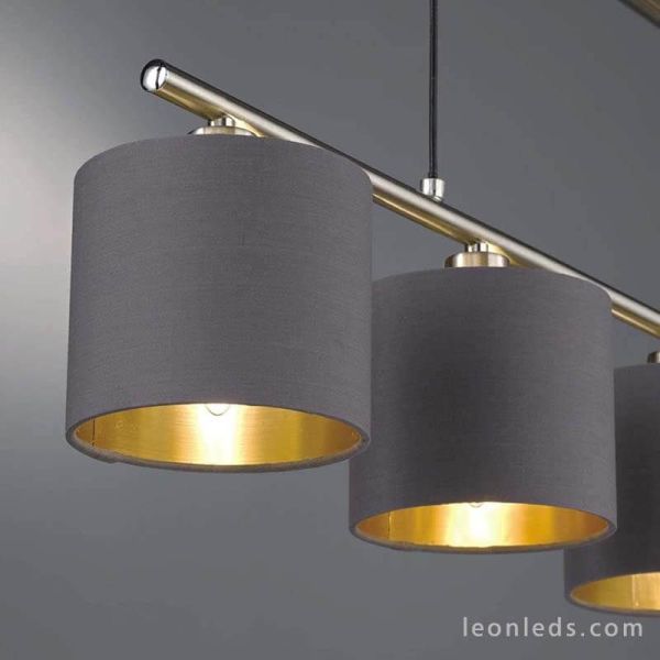 Detalle Lámpara de techo Garda 4 pantallas Gris y Dorado 305400441 Trio Lighting | LeonLeds Iluminación