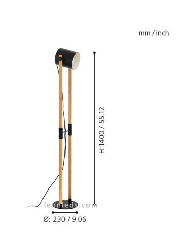 Dimensiones Lámpara de pie Vintage Hornwood 43048 Eglo | LeonLeds