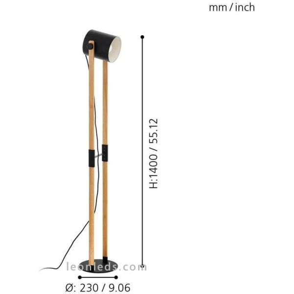 Dimensões Candeeiro de pé Vintage Hornwood 43048 Eglo | leonleds