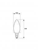 Medidas Bombilla LED E14 6.5W - 60W B35 Vela Classic | LeonLeds.com