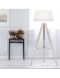 Ambiance Lampadaire Tripode Blanc et Bois Tripode R40991001 Trio Lighitng | Éclairage LeonLeds