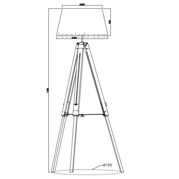 Dimensões Branco e Madeira Tripode Candeeiro de Pé Tripé R40991001 Trio Lighitng | Leon Iluminação LED