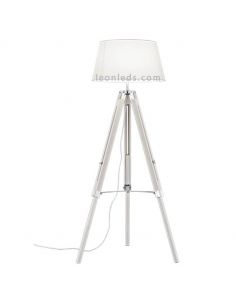 Candeeiro de pé Tripode Branco e Madeira Tripé R40991001 Trio Lighitng | Leon Iluminação LED