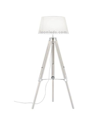 Lámpara de pie Tripode Blanca y Madera Tripod R40991001 Trio Lighitng | LeonLeds Iluminación