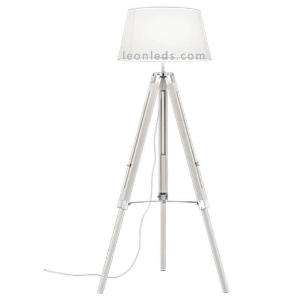 Lampadaire Tripode Blanc et Bois Tripod R40991001 Trio Lighitng | Éclairage LeonLeds