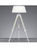 Lampadaire Tripode Blanc et Bois Tripod R40991001 Trio Lighitng | Éclairage LeonLeds