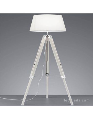 Lámpara de pie Tripode Blanca y Madera Tripod R40991001 Trio Lighitng | LeonLeds Iluminación
