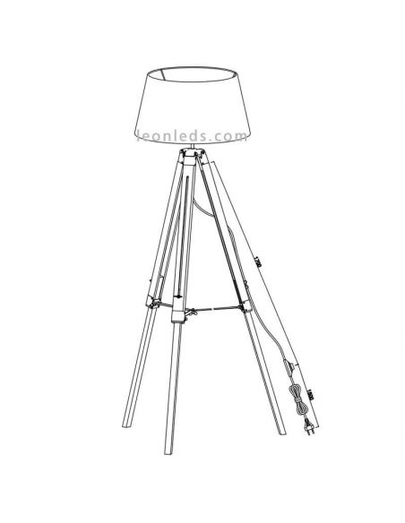 Lampadaire Tripode Blanc et Bois Cable Trio R40991001 Trio Lighitng | Éclairage LeonLeds