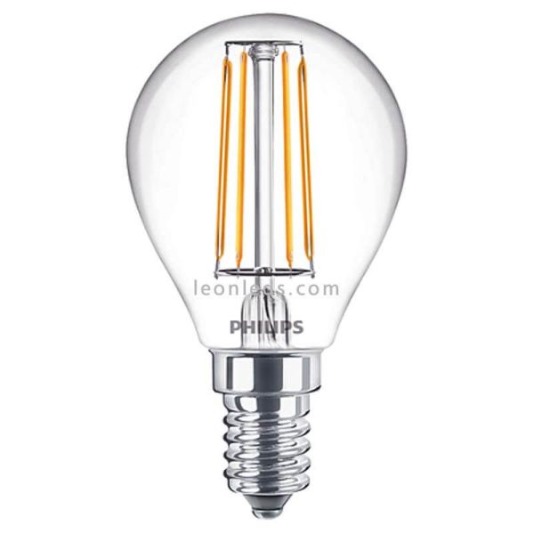 Bombilla E14 LED 4.3W P45 Filamento 2700K Philips 77341000 |LeonLeds.com