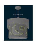 Lámpara de techo para bebé gris Moon Dalber 61232E Brilla en la oscuridad | LeonLeds Iluminación